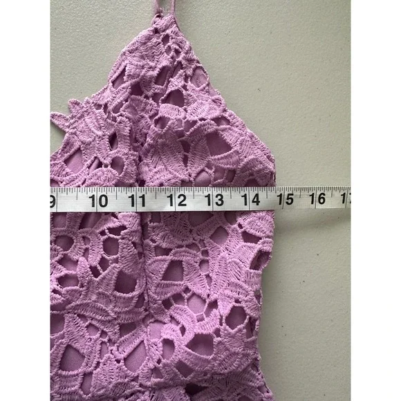 ASTR Midi Dress M Lavender Purple Pastel Lace Romantic Prom Party Wedding Guest - Picture 8 of 12